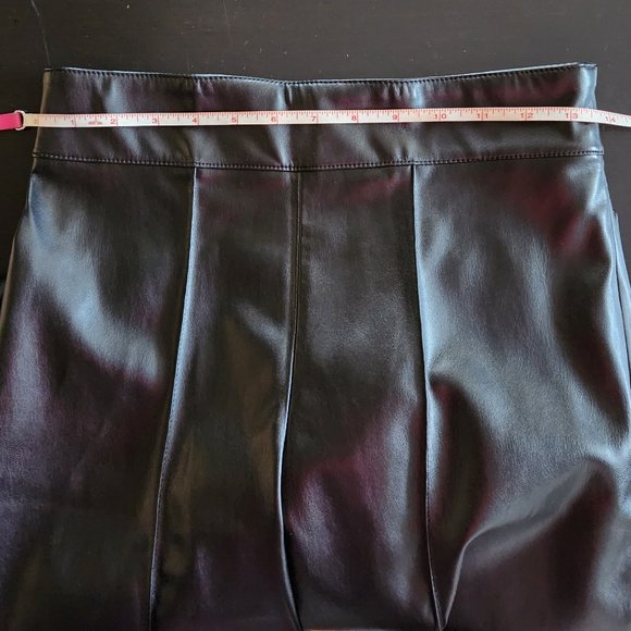 NWT ZARA Faux Leather Black Culottes Pants - Picture 7 of 8